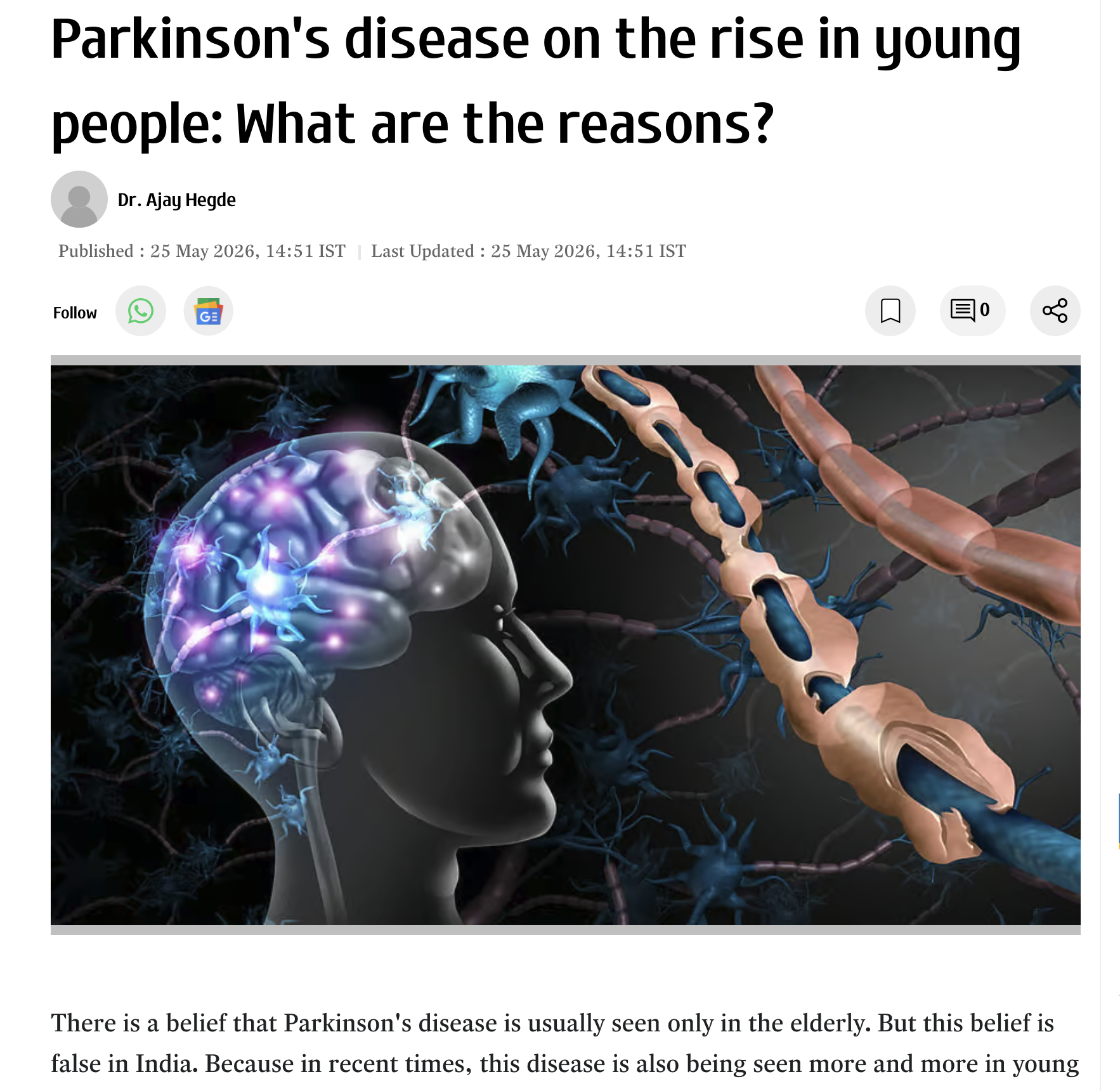 Parkinson's disease on the rise in young people: What are the reasons?